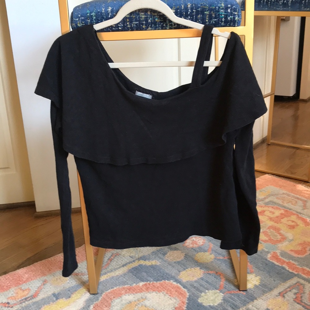 Anthropologie Black Long Sleeved Off Shoulder